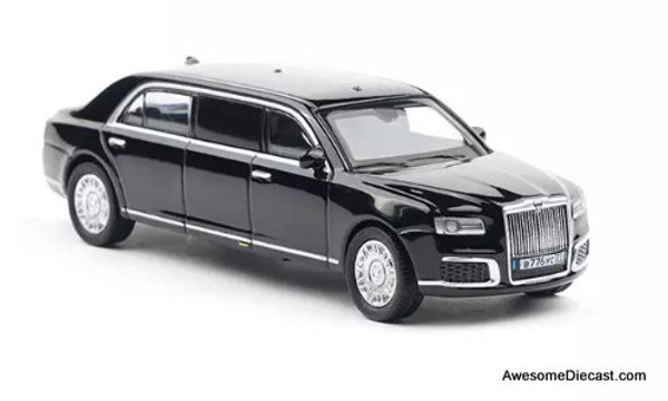 2018 Aurus Senat: Russian Presidential State Car, Black  1:64 Diecast Model Car by Xcar