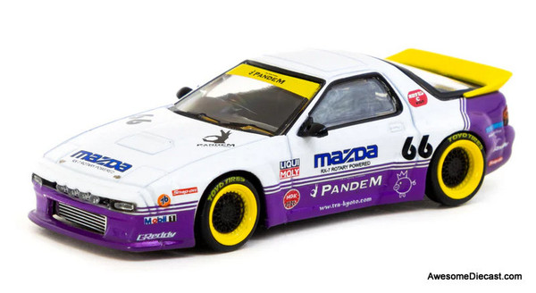 Pandem Mazda RX-7 FC3S, White/Purple 1:64 Diecast Model Car by Tarmac Works