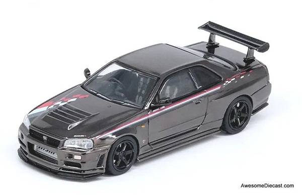 Nissan Skyline GT-R R34 Nismo R-Tune, Black Chrome 1:64 Diecast Model Car by Inno64
