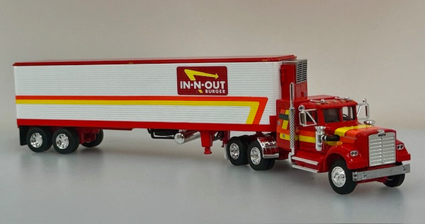 White Western Star 4900 w/ 36'' Vintage Sleeper / 40' Vintage Refrigerated Trailer: IN-N-OUT Burger 1:64 Diecast Truck Replica by DCP by First Gear