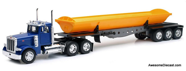 Peterbilt 379 Day Cab w/Side Dump Trailer, Metallic Blue 1:32 Diecast Model Truck by New Ray
