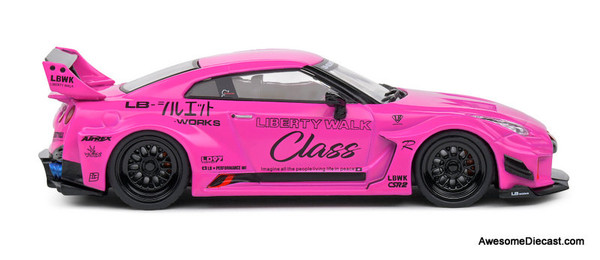 2019 Nissan GT-R R35 LBWK Silhouette, Pink 1:43 Diecast