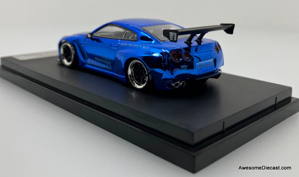 Nissan GT-R R35 Pandem Rocket Bunny, Chrome Blue 1:64 Diecast