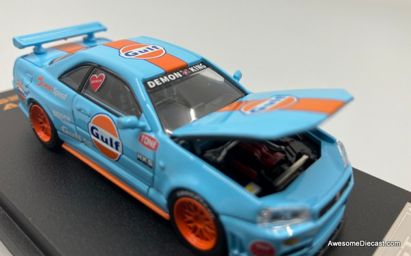 Nissan, GT-R R-34, Gulf Livery, 1:64, Diecast Model Car ,by Demon
