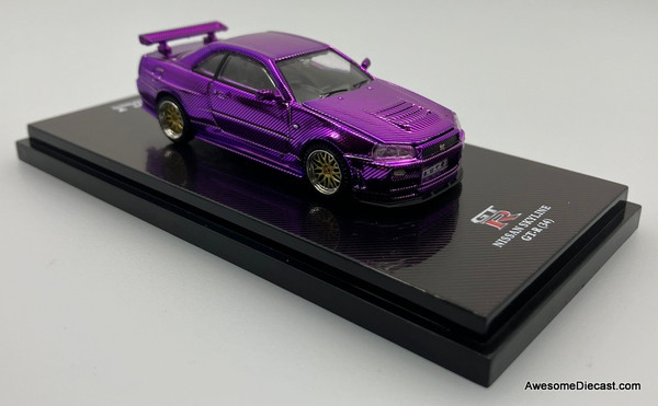 Nissan Skyline GT-R R34, Purple Carbon Fiber 1:64 Diecast Model Car by Demon King