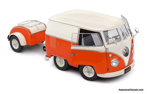 1950 Kool Kombi w/Trailer, Orange/White 1:18 Diecast Model