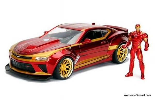 2016 Chevrolet Camaro w/ Iron Man Figure 1:24 Diecast Model Car by Jada