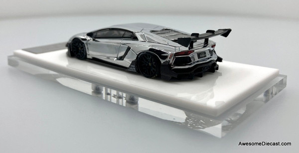 Lamborghini Aventador LP700-4 LBWK, Silver Chrome 1:64 Diecast