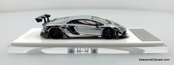 Lamborghini Aventador LP700-4 LBWK, Silver Chrome 1:64 Diecast