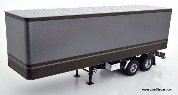 53' Dry Goods Trailer, Gray/Black 1:18 Diecast Model Trailer by Road Kings