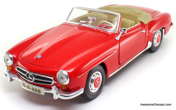 1955 Mercedes Benz 190 SL Convertible - Red 1:18 Diecast Model by Maisto