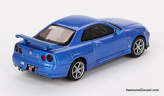 Nissan Skyline GT-R (R34) V-Spec, Bayside Blue 1:64 Diecast Model