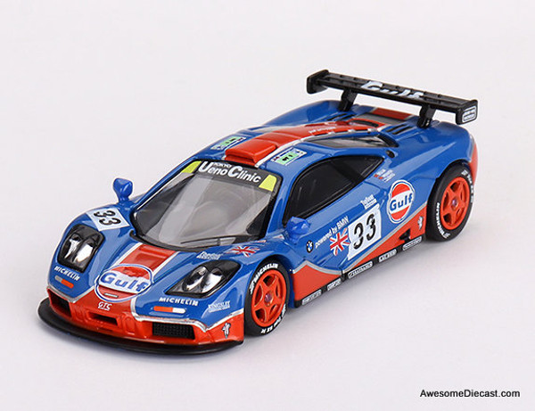 McLaren F1 GTR #33 1996 Le Mans 24Hr, Blue/Orange 1:64 Diecast Model Car by Mini GT
