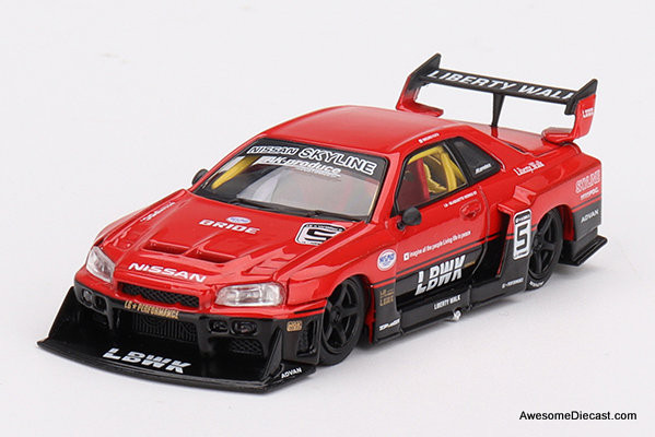 Nissan LB-ER34 Super Silhouette Skyline #5 Red/Black 1:64 Diecast