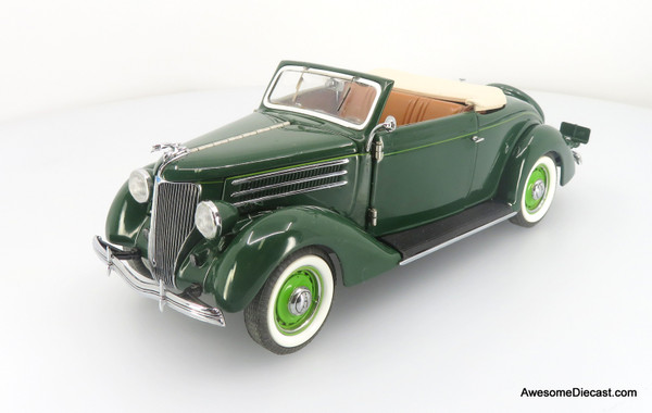 1936 Ford Cabriolet Convertible, Dark Green 1:24 Diecast Model by Franklin Mint