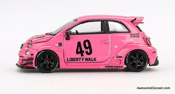 ミニカー CarPin Models Fiat ABARTH 595 Fiat Abarth 595 LB-Works, Abas Works Pink 1:64 Diecast Model