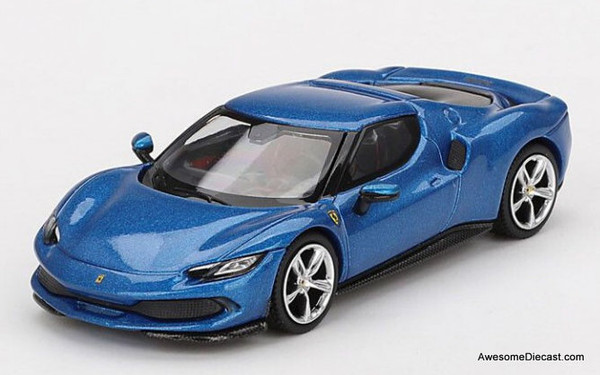2024 Ferrari 296 GTB, Blue Corsa 1:64 Diecast Model Car by BBR
