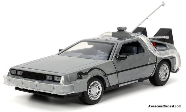 Delorean Back To the Future Time Machine (Part 1) w/Lights 1:24 Diecast Model Car by Jada