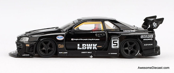 Nissan LB-ER34 Super Silhouette Skyline Black 1:64 Diecast Model Nissan LB-ER34 Super Silhouette Skyline Black 1:64 Diecast Model
