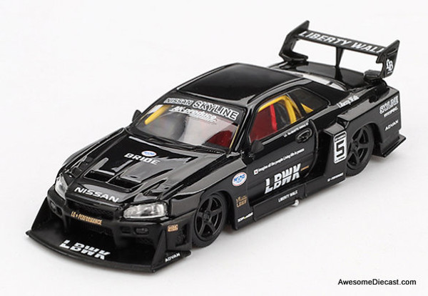 Nissan LB-ER34 Super Silhouette Skyline Black 1:64 Diecast Model Car by Mini GT