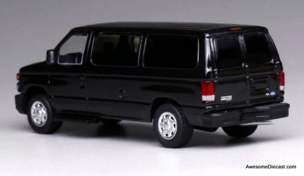 Ford E350 Super Duty Wagon Mini Van, Black 1:64 Diecast