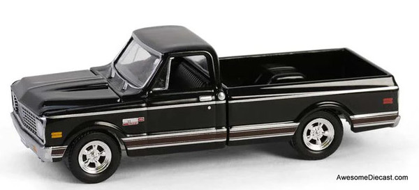 1972 Chevrolet Cheyenne C10 Short Bed, Black 1:64 Diecast Model Truck by Greenlight