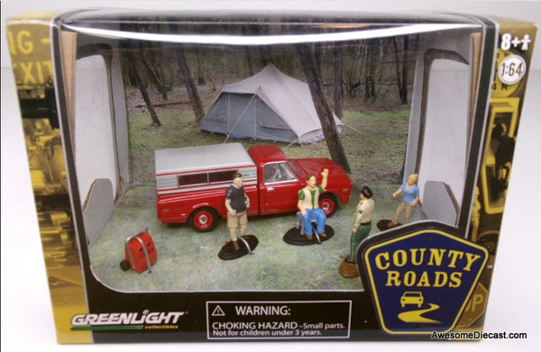 RARE!! County Roads Series 3 Chevrolet C10 Truck w/Camper Top Diorama 1:64 Diecast Model Car by Greenlight