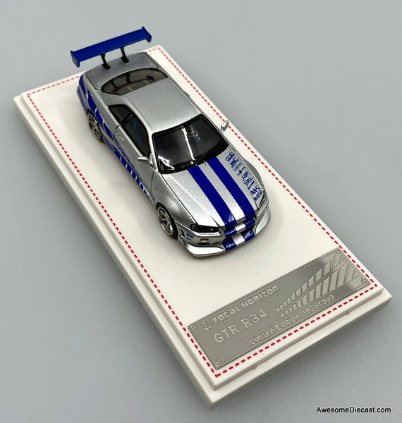Nissan Skyline GTR R-34, Silver/Blue (Fast & Furious) 1:64 Diecast