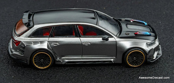 Audi RS6 Wagon, Silver Gray 1:64 Diecast Model Car by DCM