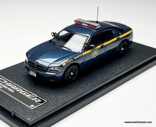 Dodge Charger, Metallic Blue: New York State Trooper 1:64 Diecast Model Car by Rollin