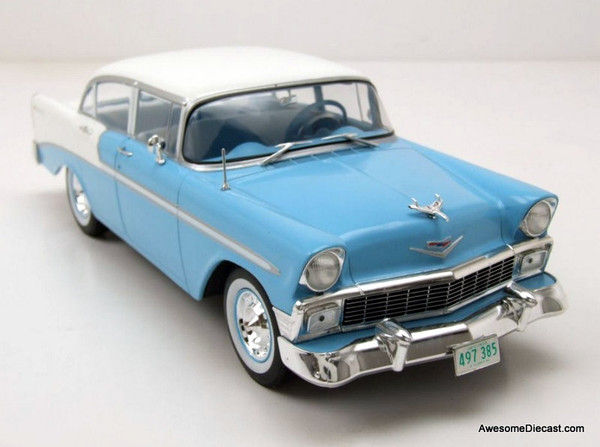 1956 Chevrolet Bel Air, Blue/White 1:24 Diecast Model Car by White Box