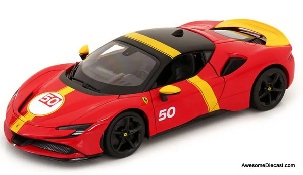 Ferrari SF90 Stradale Assetto Fiorano #50, Red 1:18 Diecast Model Car by Maisto