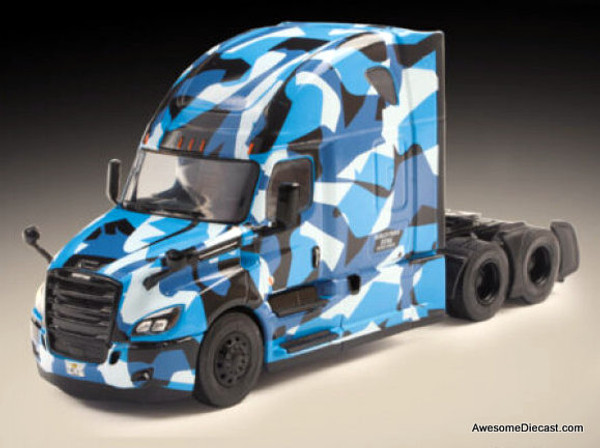 2018 Freightliner Cascadia Sleeper Tractor, Blue Camouflage 1:43 Diecast Model Truck by Hachette