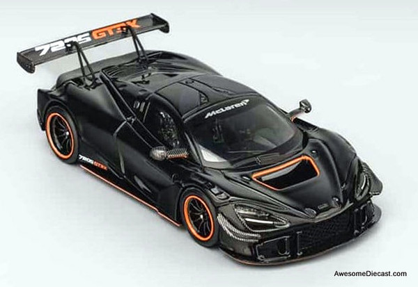 McLaren 720s GT3X, Black/Carbon Fiber 1:64 Diecast Model Car by CM Model