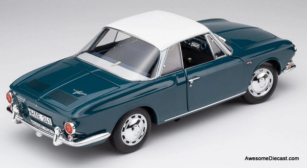 1961 Volkswagen Karmann Ghia 1500, Sea Blue/White 1:18 Diecast