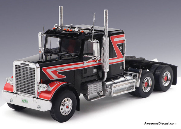 1977 Freightliner FLC 120 64T Sleeper Tractor, Black Custom 1:43 Diecast Model Truck by IXO