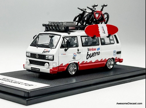 Volkswagen T3 Lowside Camper w/Accessories, Kinder Chocolate Bueno 1:64 Diecast Model Car by Mortal