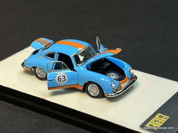 Porsche 356 #63 Gulf Racing 1:64 Diecast Model Car by PGM