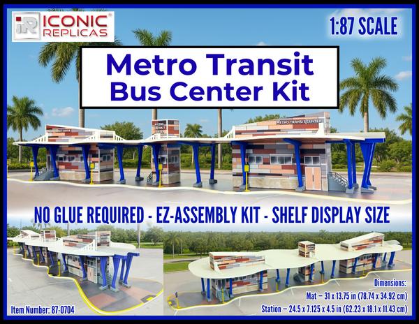 Metro Transit Bus Center 1:87 Bus Station Diorama - E-Z Assembly Kit for Diecast Collectors by Iconic Replicas