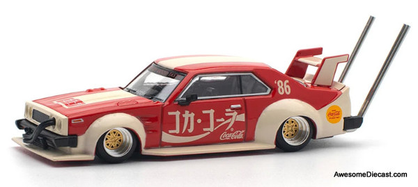 Nissan Skyline C210 Kaido Racer Bosozoku Style, Coca Cola Livery 1:64 Diecast Model Car by Pop Race
