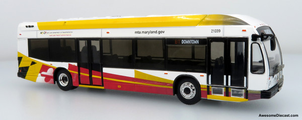 Nova Bus LFSH Hybrid Transit Bus: MTA Maryland 1:87 (HO) Diecast Model Bus by Iconic Replicas
