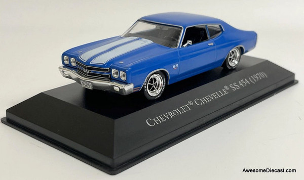 1970 Chevrolet Chevelle SS 454, Blue/White Stripe 1:43 Diecast Model Car by DeAgostini