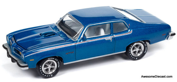 1974 Pontiac GTO, Metallic Regatta Blue 1:64 Diecast Model Car by Johnny Lightning
