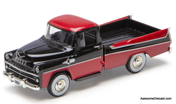 1957 Dodge Sweptside Pick-Up, Red/Black 1:48 Diecast Model Truck by Denver Diecast