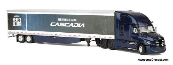 Freightliner Cascadia Fifth Generation Semi Truck w/Raised Roof Sleeper, Freightliner Midnight 1:64 Diecast Model Truck DCP by FG