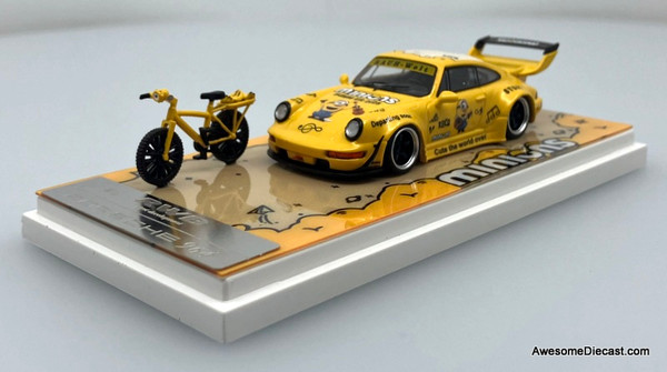 Porsche 964, Metallic Yellow w/Bicycle: Minions 1:64 Diecast Model Car by Utimate
