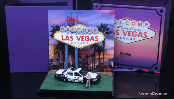Ford Crown Victoria Las Vegas Metropolitan Police Department (LVMPD) w/Figure & Diorama 1:64 Diecast Model Car by Rollin