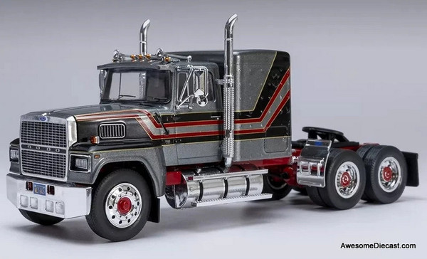 1978 Ford LTL 9000 Sleeper Tractor, Metallic Gray/Custom 1:43 Diecast Model Truck by IXO