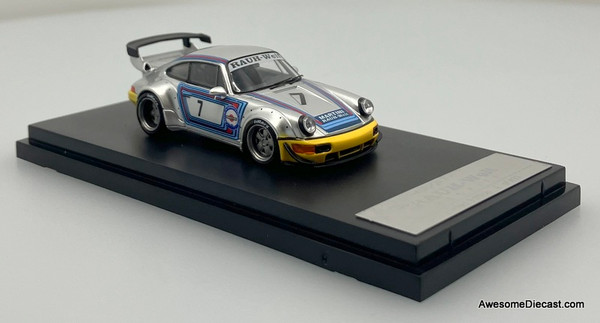 Porsche 964 RWB Wide Body, Silver #7 1:64 Diecast Model Car by Street Weapon