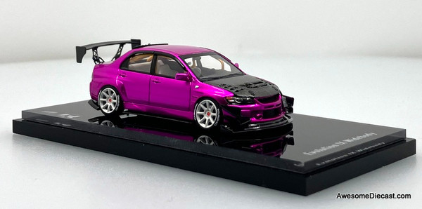 Mitsubishi Evolution IX Widebody, Flash Pink/Carbon Fiber 1:64 Diecast Model Car by Finclassically